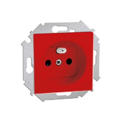 Einzelsteckdose mit Erdung und Blenden für Strompfade (Modul) 16A 250V rot