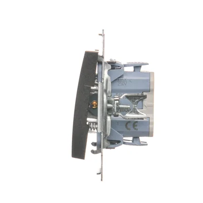 Einzeltaster mit LED-Hintergrundbeleuchtung ohne Piktogramm (Modul) 10A 250V Schnellanschlüsse anthrazit (metallic)