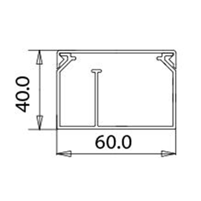 electrical channel PVC 60x40, white, 2m, with spacer RO60 4 pcs., with asymmetric partition