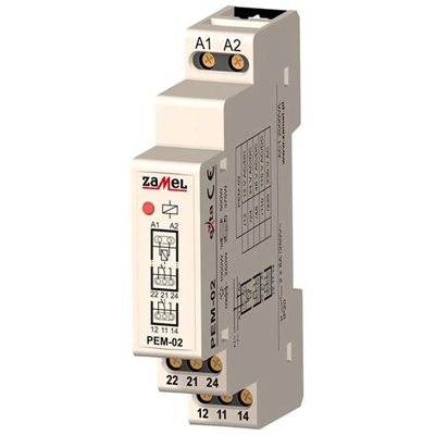 Electromagnetic relay 230V AC 2x8A TYPE: PEM-02/230