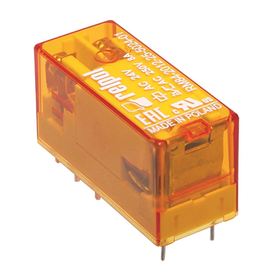 Electromagnetic relay RM84-2012-25-5024-01 miniature in a transparent housing for printed circuit and plug socket