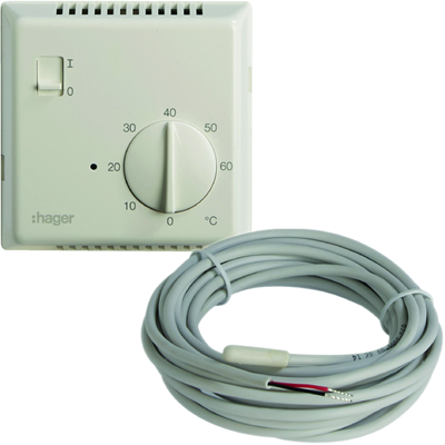Electronic thermostat with switch and external sensor IP65 230V 1NO 8A