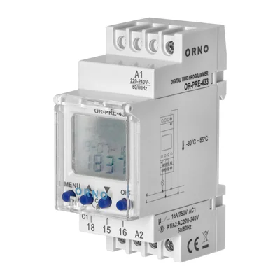 Electronic timer, 52 programs, 3 menu languages, 2 modules, DIN TH-35mm