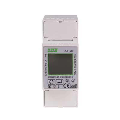 Elektroměr jednofázový, RS-485, LCD, 100A, registrace parametrů sítě U, I, F, P, Q, AE+, RE+