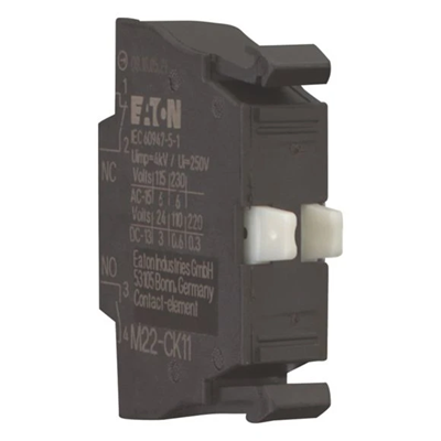 Elément de contact 1NO 1NC alimentation avant, M22-CK11