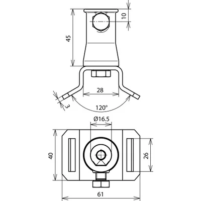 Element mocujący do obejmy taśmowej o szer. 25 mm z gniazdem o śr. 16 mm AS SPB25 BB16 V2A