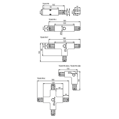 Element systemu szynowego TEAR TEAR PR-PLUG