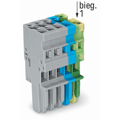 Embase 1 fil CAGE CLAMP 4mm2 gris-bleu-jaune-vert