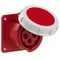 Embase droite 16A 3P+T 400V 50/60Hz 6h IP67, bride 75X75, pas vis 60X60, contacts nickelés