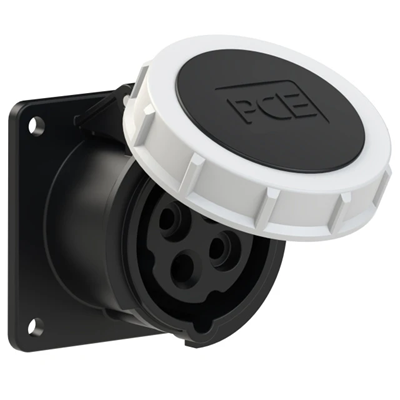 Embase droite 16A 3P+T 500V 50/60Hz 7h IP67, bride 75X75, pas de vis 60X60, contacts nickelés