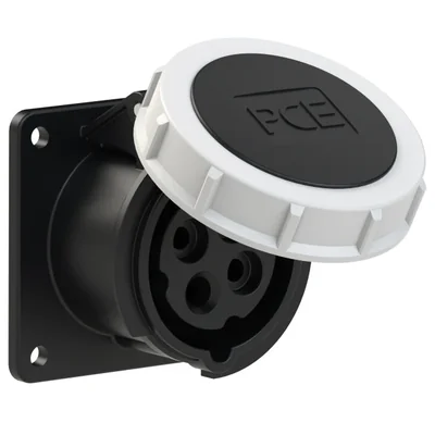 Embase droite 16A 3P+T 500V 50/60Hz 7h IP67, bride 75X75, pas de vis 60X60, contacts nickelés