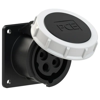 Embase droite 16A 3P+T 500V 50/60Hz 7h IP67, bride 75X75, pas de vis 60X60, contacts nickelés