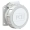 Embase droite 32A 2P 42V 50/60Hz 12h IP44/54 (bride 54X60, pas de trous 44X44), contacts nickelés