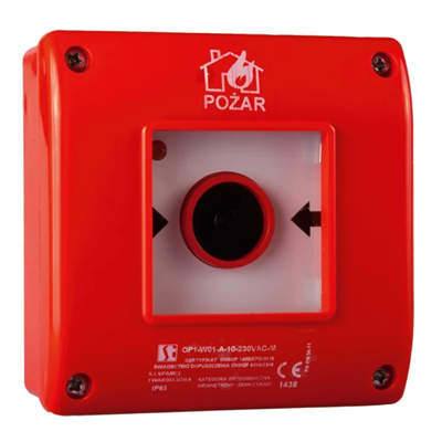 Emergency switch OP1 - flush-mounted version self-release button 1 NO line, 1 NO line