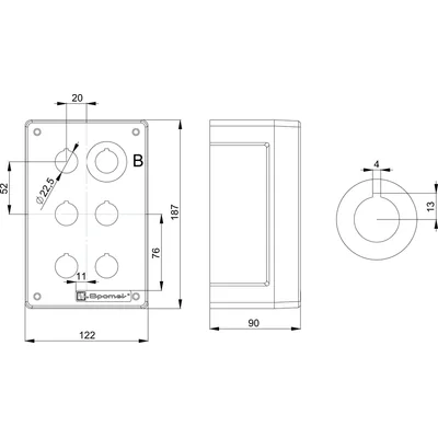 EMPTY MULTI-HOLEET CONTROL PANEL - 6 HOLES