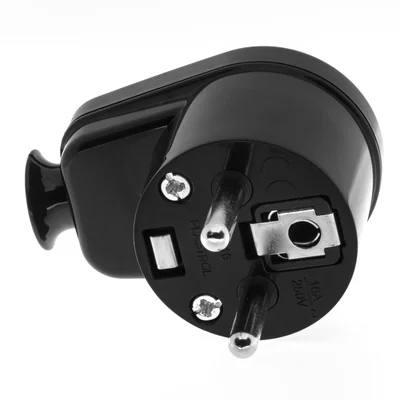 Enchufe angular extraible Uni-SCHUKO 2p+Z 16A 250V WT-16U negro
