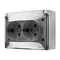 Enchufe de superficie Simon Aquaclick WA-CGSZ2xx-xx-11Ax, Schuko, doble compacto, tapa transparente, IP44, 16A, 250V~, bornes de tornillo; blanco