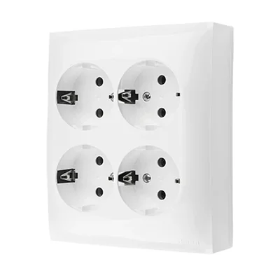 Enchufe de superficie Simon Aquaclick WA-CGSzN4x-xx-11xx, Schuko, de 4 vías, IP20, 16 A, 250 V~, terminales de tornillo; blanco