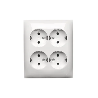 Enchufe de superficie Simon Aquaclick WA-CGSZN4Z-xx-11xx, Schuko, de 4 módulos, con obturadores de paso de corriente, IP20, 16 A, 250 V~, terminales de tornillo; blanco
