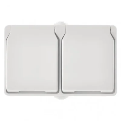 Enchufe doble IP44 blanco