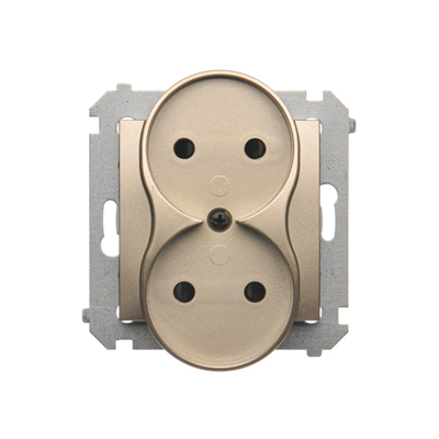 Enchufe doble para marcos natural 230V, dorado metalizado