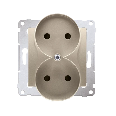 Enchufe doble para marcos natural 230V, dorado metalizado