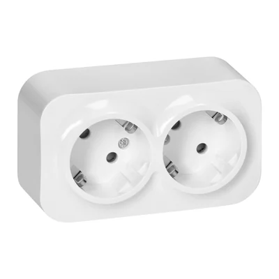 Enchufe doble ToDo 2x2P+Z, 16A/230VAC, IP20, Schuko, blanco, 10 unidades
