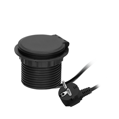 Enchufe para mueble empotrado en tablero con cargador inductivo, cargador USB, 1G/U, negro