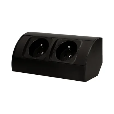Enchufe para muebles sin interruptor, 2x2P+Z, negro