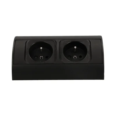 Enchufe para muebles sin interruptor, 2x2P+Z, negro