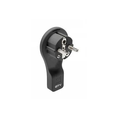 Enchufe plano, angular, negro, 16A, 250V