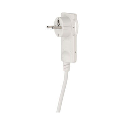 Enchufe plano fijo con asa, cable de 1,5 m, blanco