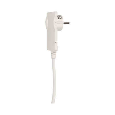 Enchufe plano fijo con asa, cable de 1,5 m, blanco