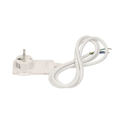 Enchufe plano fijo con asa, cable de 1,5 m, blanco