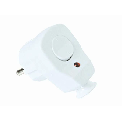 Enchufe plástico angular monofásico 2P+Z 10/16A IP20, blanco con interruptor y diodo