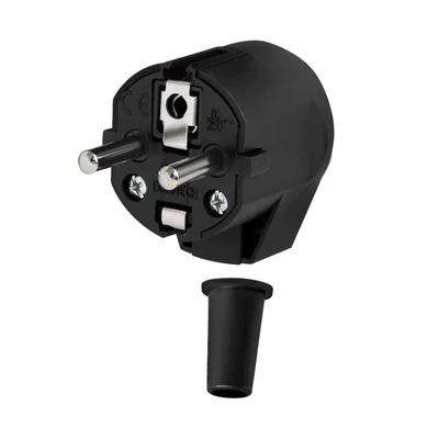Enchufe portátil 2P+Z 250V~/16A en ángulo, color negro UNISCHUKO WT-20-2