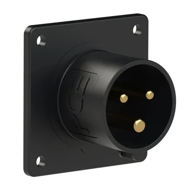 Enchufe recto para panel 16A 2P+Z 230V 50/60Hz 6h IP44 (brida: 70x70, distancia entre tornillos: 56x56), serie MIDNIGHT