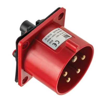Enchufe recto para panel, 32A/5P, 400V, rojo, IP44