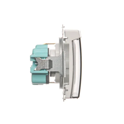 Enchufe Schuko Simon Basic WMBW-53111x-1011 para IP44 con obturadores (módulo) 16A, 250V~, terminales de tornillo; tapa transparente; blanco