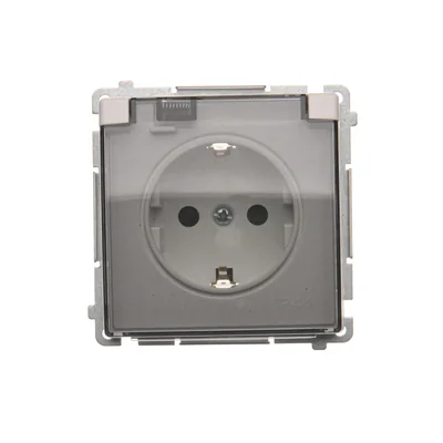 Enchufe Schuko Simon Basic WMBW-53111x-1011 para IP44 con obturadores (módulo) 16A, 250V~, terminales de tornillo; tapa transparente; blanco