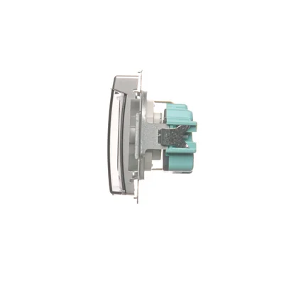 Enchufe Schuko Simon Basic WMBW-53111x-4011 para IP44 con obturadores (módulo) 16A, 250V~, terminales de tornillo; plata mate. Tapa transparente.