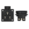 Enchufe versión con pin 16A 2P+Z 230V 50/60Hz IP54, conexión trasera brida 50X50, contactos niquelados, protección infantil, negro