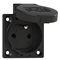 Enchufe versión con pin 16A 2P+Z 230V 50/60Hz IP54, conexión trasera brida 50X50, contactos niquelados, protección infantil, negro