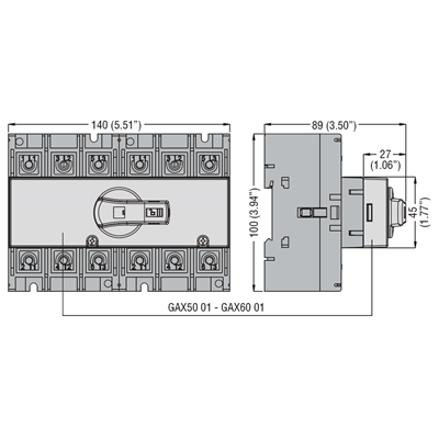 Enclavamiento mecánico 6-8 polos interruptor-seccionador, para GA063A-GA125A, GA080D-GA125D