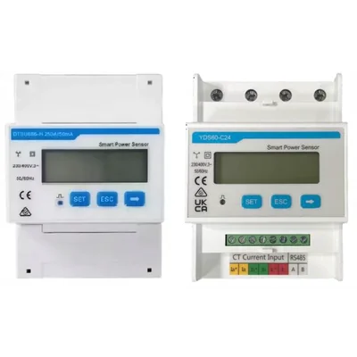 Energy meter 3-phase 3p4w LCD display measurement through transformers up to 250A RS485 communication mounting on TH rail