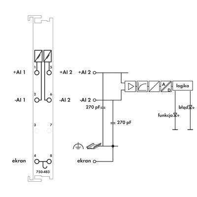 Entrée analogique 2 canaux 0-30 V CC Diff, gris clair 750-483