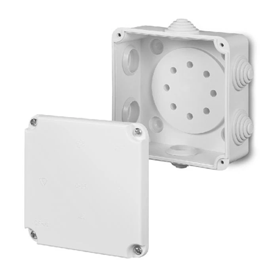 EP-LUX Puszka odgałęźna 118x118x60mm z zaciskami 5-torowa dla Cu do 4mm2 IP55 biała