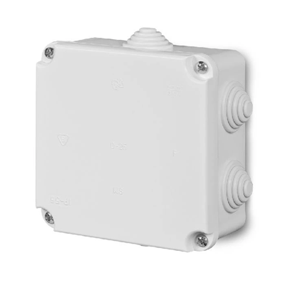EP-LUX Puszka odgałęźna 118x118x60mm z zaciskami 5-torowa dla Cu do 4mm2 IP55 biała