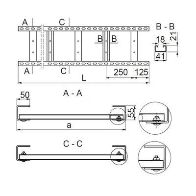 Épaisseur de la tôle d'échelle DDMC300H55/3 : 2 mm
