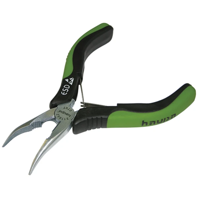 ESD round-and-flat pliers, 45° angled 130 mm